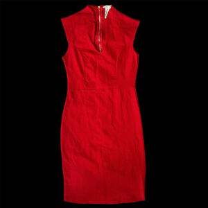 Rolla Coster Red Sleeveless Bodycon Sheath Dress L | Gold Zipper Cocktail